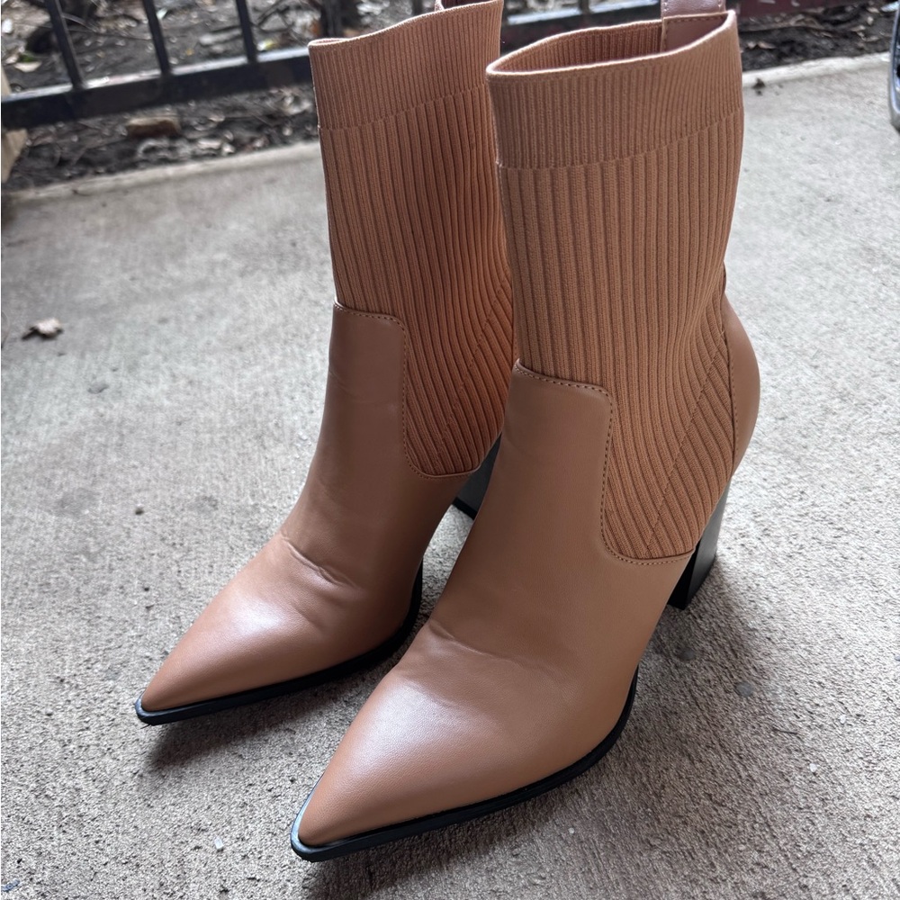 Open Edit Rafael Women's Markita Boot Vegan Pointed Toe Block Heel Size 8.5
